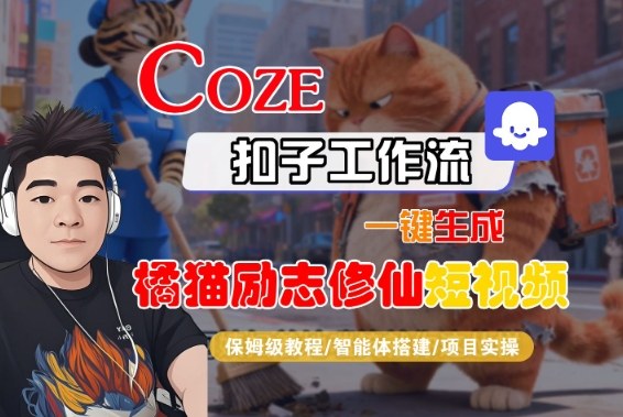 Coze扣子智能体工作流一键生成“橘猫励志修仙“短视频,全流程保姆级教学-兴雨资源