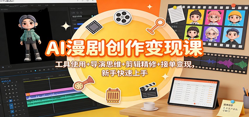 AI漫剧创作变现课：工具使用+导演思维+剪辑精修+接单变现，新手快速上手-兴雨资源