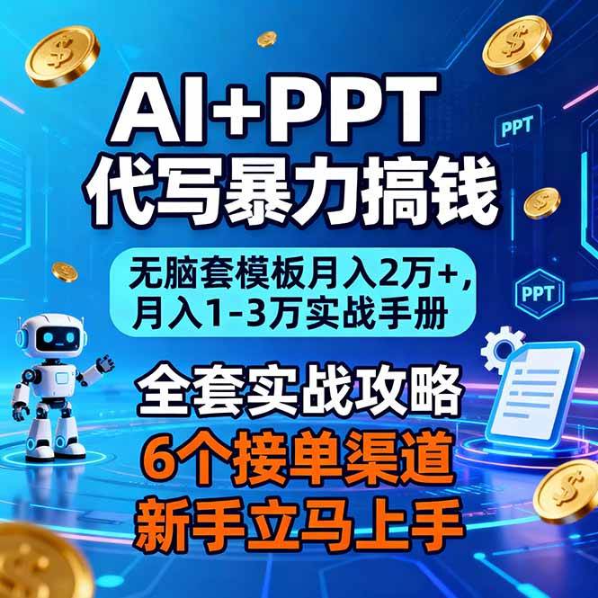 （16783期）AI+PPT代写暴力搞钱：无脑套模板月入2万+，月入1-3万实战手册-兴雨资源