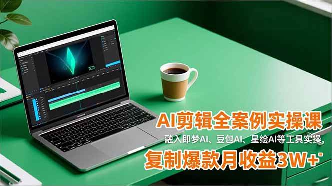 （16770期）AI剪辑全案例实操课，融入即梦AI、豆包AI、星绘AI等工具实操，复制爆款月收益3W+-兴雨资源