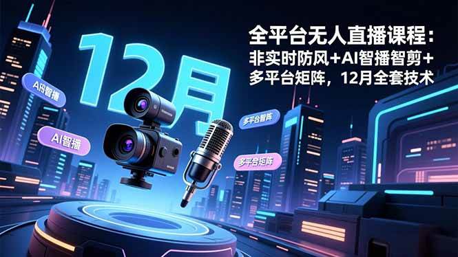 （16754期）全平台无人直播课程：非实时防风＋AI智播智剪＋多平台矩阵，12月全套技术-兴雨资源