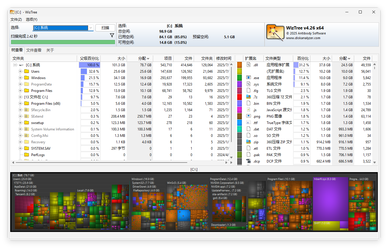 WizTree磁盘分析工具v4.2.8便携版-兴雨资源
